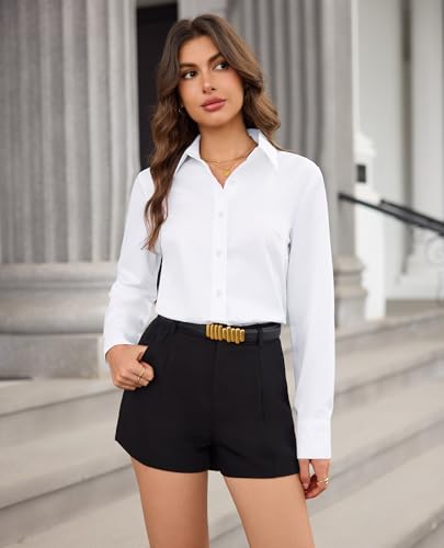 siliteelon Button Down Dress Shirts for Women Long Sleeve Wrinkle Free Shirts Solid Work Business Formal Button Up Shirt3