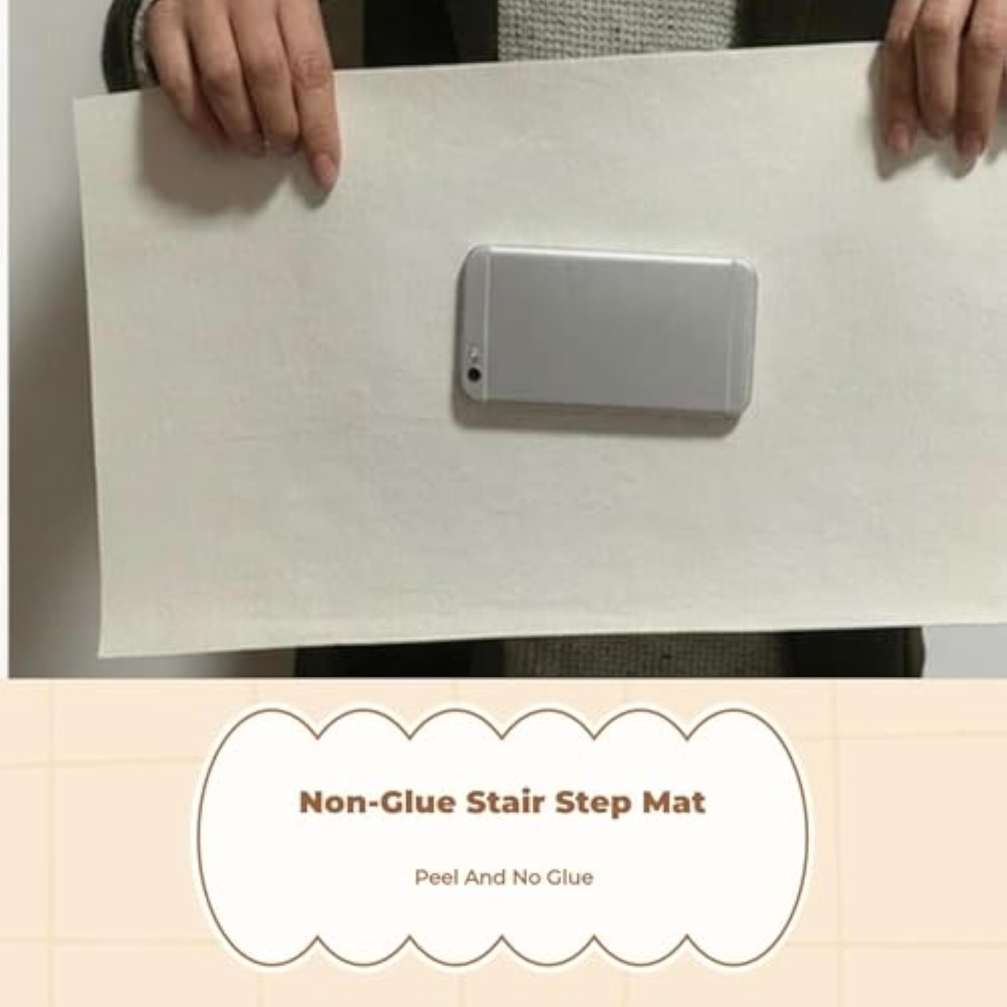 Non-Slip Backing Marble Stair Steps Soft Mat Luminous Coffee Clover 70X24Cm