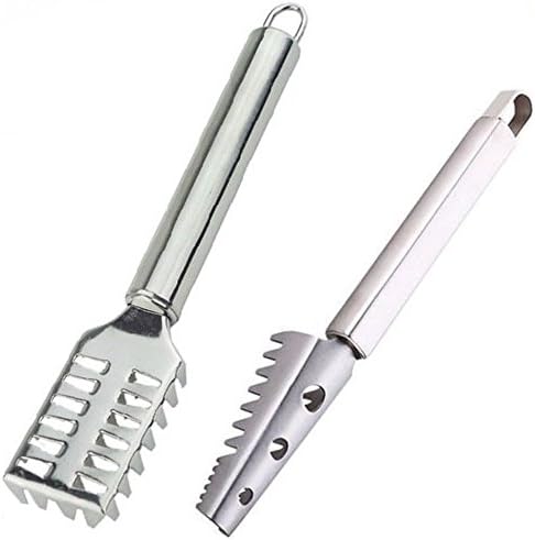 Highmoor Fish Scale Scraper,Stainless Steel Fish Scaler Scales Skin Remover,Knife Removing Peeler Cleaning Tool Kit 2pcs