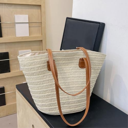 Panier cabas tissé kaki idéal pour la plage et vos soirées d'été - 7