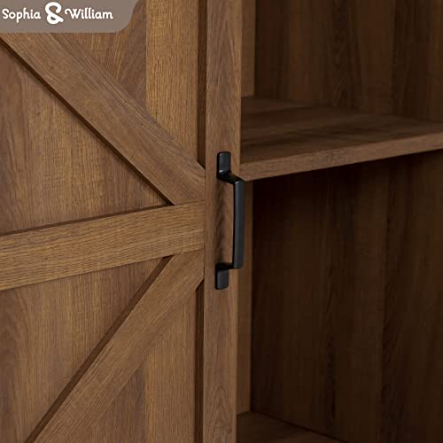 Sophia & William Coffee Bar Cabinet For Kitchen, Farmhouse Sideboard Buffet Storage Cabinet With Sliding Barn Door, 31.9 Height, Oak #TOP3