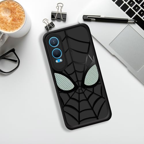 Image of Stylish Spider Back Case Cover Compatible for OnePlus Nord CE 4 Lite 5G | Spidey Face Mask Case | Soft Silicone | Camera & Full Body Protection | Shock Proof | (Black)