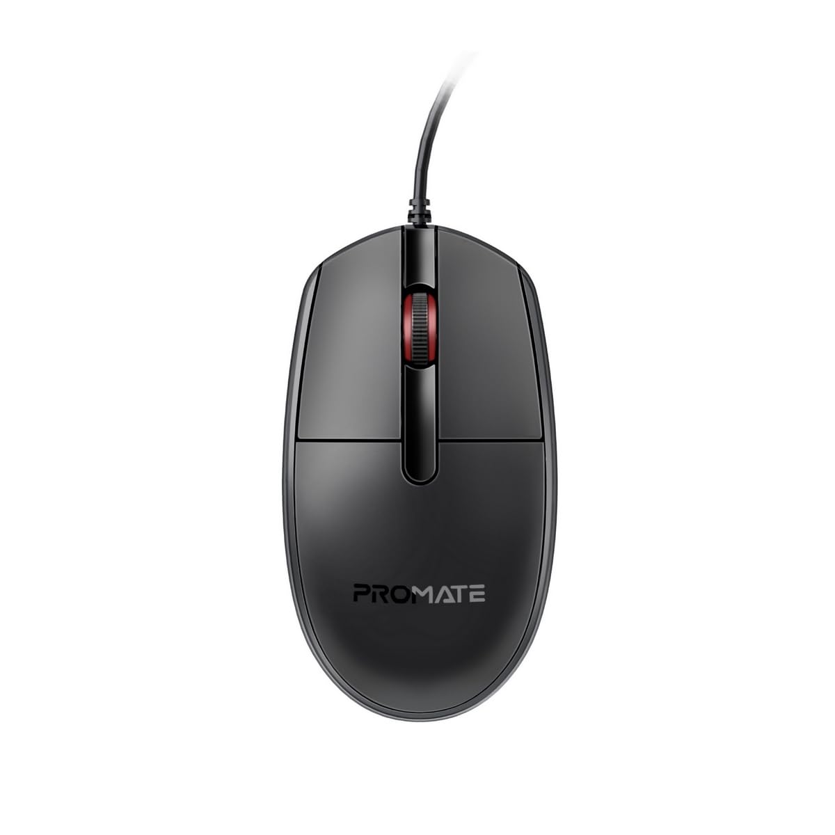 Promate 1200DPI Wired Mouse, Comfortable Ambidextrous Wired Optical Mouse with 6 million Keystrokes, Fast Scroll Wheel, 3 Button, 150cm Cable and Anti-Slip Design for Laptops, PCs, Computers, CM-1200