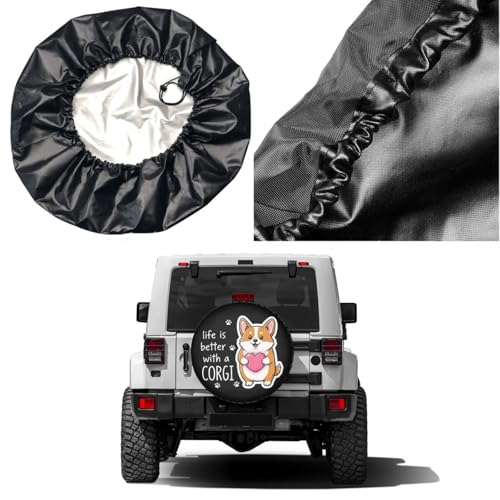 Image of Delerain Cute Welsh Corgi Spare Tire Covers for Jeep RV Trailer SUV Truck and Many Vehicle, Wheel Covers Sun Protector Waterproof, (14 Inch for Diameter 23 inch-27 inch)