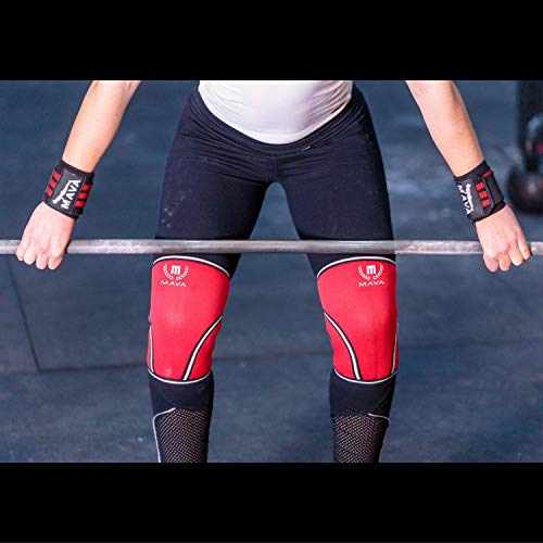 Mava Sports Pair Of Knee Compression Sleeves Neoprene 7Mm For Men & Women For Weightlifting, Cross Training Wod, Squats, Gym Workout, Powerlifting (Red, L) #TOP7