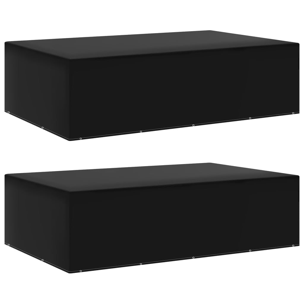 vidaXL Garden Furniture Covers - 2 pcs, Durable Polyethylene, 325x205x90 cm, Black, with Aluminium Eyelets and Fastening Rope - Tear-proof, UV and Water-resistant