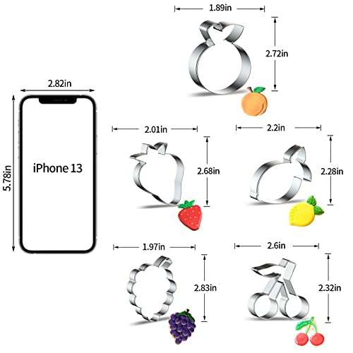 Cookdaomo Fruit Shapes Cookie Cutters Set Of 10 Pcs, Stainless Steel Cookie Cutters Molds Banana, Pineapple, Apple, Pear, Peach, Orange, Strawberry, Lemon, Grape, Cherry Pattern Cookie Cutters #TOP3