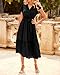 BTFBM Women Summer Bohemian Floral Casual Wrap V Neck Ruffle Cap Sleeveless Belt A-Line Pleated Hem Swing Midi Sun Dress (Solid Black, X-Large)