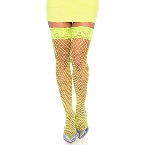 LEG AVENUE Damen Stay Up Strumpfhose, neon yellow, Einheitsgröße EU Cover