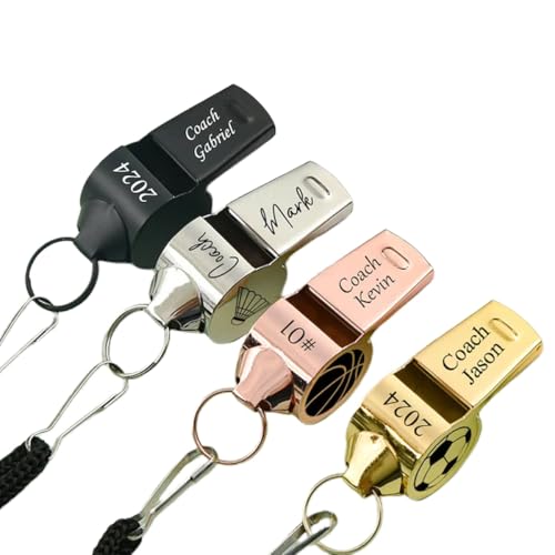 Silbatos De Acero Inoxidable Personalizados, Silbatos Con Patrón De Texto Personalizado, Regalos De Agradecimiento For Árbitros, Entrenadores, Profesores, Regalos De Fin De Temporada For Entrenadores