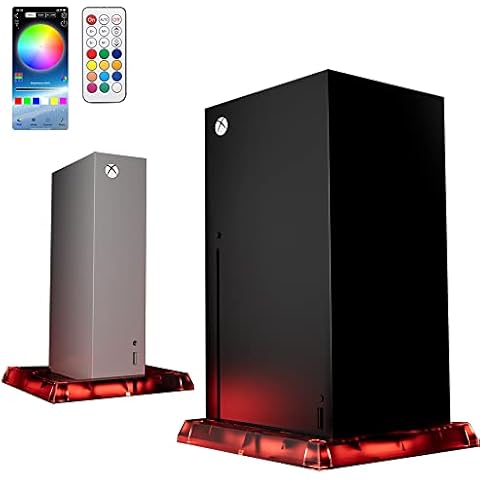 LED Light Stand for Xbox Series X S Console DOBEWINGDELOU 12 Colors 300 Effects Music Sync Color Changing Lights DIY Decoration Accessories Vertical Stand with IR Remote and App Control Cover