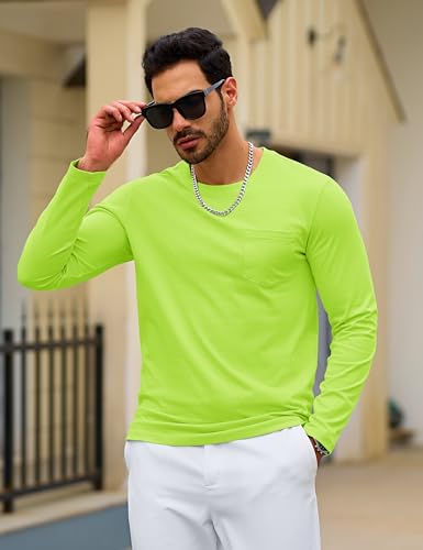 TACVASEN Mens Long Sleeve Tee Shirts Cotton Lightweight Casual Pocket Crew Neck Work T Shirts for All Season3