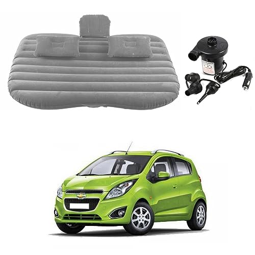 Image of Oshotto Multifunctional Car Travel Bed Mattress with Two Air Pillows, Car Air Pump Compatible with Chevrolet Beat (Grey)