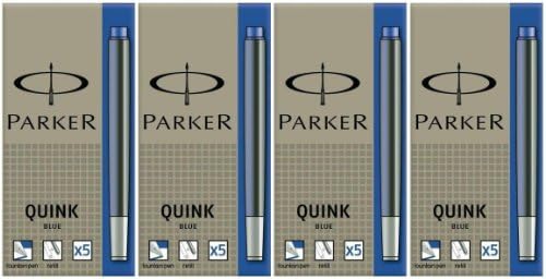 Parker Quink Ink Cartridges Blue (Pack of 20) (4 x 5)