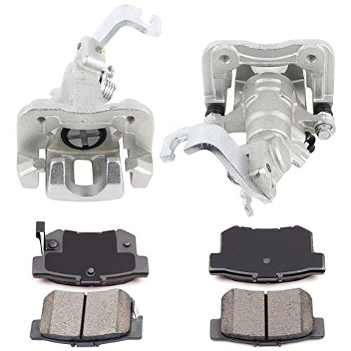 Image of SCITOO Rear Left & Right Brake Kit [4] Brake Pads [2] Brake Disc Calipers w /Bracket Compatible With 1998-2007 for Honda for Accord