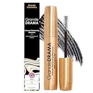 Grande Cosmetics GrandeDRAMA Intense Thickening Black Mascara with Castor Oil, Volumizing, Conditioning, Buildable formula (0.32 oz)
