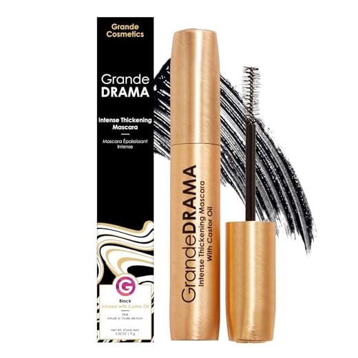Grande Cosmetics GrandeDRAMA Intense Thickening Mascara with Castor Oil, Volumizing, Conditioning, Buildable Formula