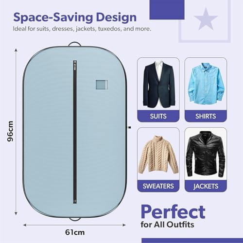 Image of Non Woven Blazer Cover with Zip | Hanging Coat Bags for Jacket, Saree, Shirt, Garments Clothes | Unisex Dress Wardrobe Organizer Folding Suit Covers, Grey | Pack of 12