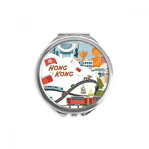 Miroir rond de poche Hong Kong design cartoon miroir de maquillage portable multicolore