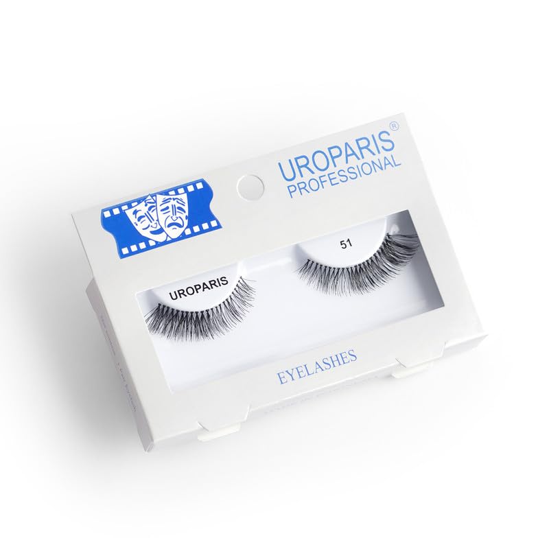 Uroparis 51 Eyelashes for Women — Tapered Handmade Eye Lashes | Lightweight False Lashes with Premium Virgin Hair | Invisible Band | For Glam Look & Enhance Beauty (Black) - 1 Pair-picture-50