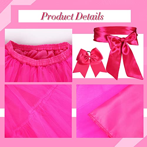 Women's Princess Tutu Tulle Midi Knee Length Party Skirt Underskirt Bridesmaid Skirt(Rose Red)