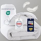 DOWNFOCUS Daunendecke 135x200 mit Federn & Gänsedaunen, 100% Bauwolle Oeko-Tex, RDS Zertifiziert für Tierwohl Ganzjahres Daunendecke Federbettdecke (450gsm Ganzjahresdecke)