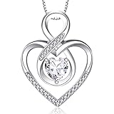 RIVIKO Infinity Heart Symbol Necklace for Women 925 Sterling Silver Dainty Forever Love Heart Pendan