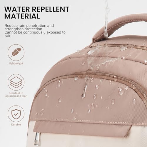 Student Laptop Backpack for College Teen Girls, Cute Middle High School Bag Women Bookbag Large Travel Back Pack Fit 15.6 Inch Laptop (Khaki Beige)4