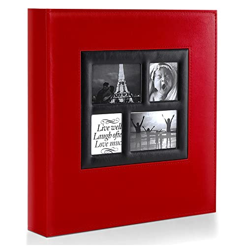 Image of Ywlake Photo Album 4x6 500 Pockets Photos, Extra Large Capacity Family Wedding Picture Albums Holds 500 Horizontal and Vertical Photos Red