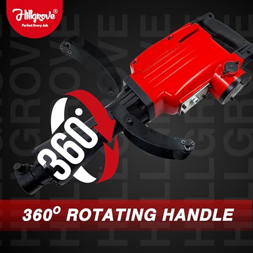 Image of Hillgrove HGCM1068M1 1800 Watt Heavy Duty Demolition Chisel+Hammer Concrete Breaker Drill Machine with 2 Bits for Breaking Concrete Road /Wall /Hammer Drill
