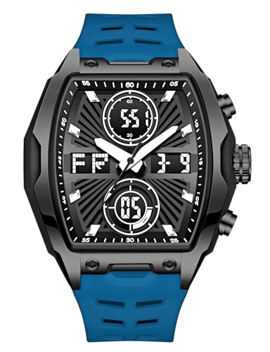 Image of V2A Impact-KUBIX 5410 Analog-Digital Watch for Men | Trendy Tonneau Shape | Bold Fashion Performance Watch with 3 Time Zones, Countdown, 50M Water Resistance, Alarm & Stopwatch