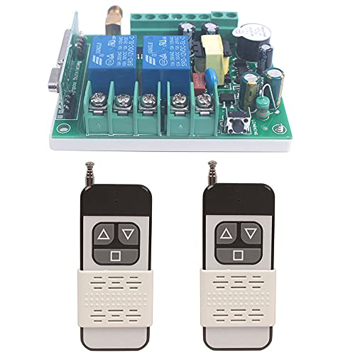 Motor Wireless Remote Control Switch AC 85V 110V 220V 250V 10A High Power Door Electric Curtain Remote Forwards Reverse, Wide Voltage 85V-250V 433MHz RF Remote Control Relay ON/OFF (2X Control 433MHz)