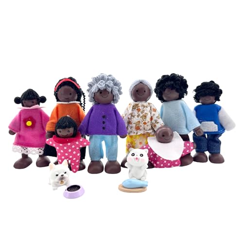 Set de 12 figuras de familia de madera para casa de muñecas miniatura 1