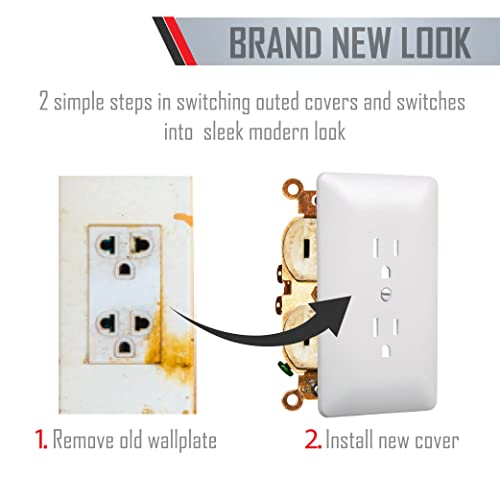 Image of TayMac MW2000W Masque 2000 Series 1-Gang Nonmetallic Decorator Style Duplex Cover-Up Wall Plate, White 5 Count (Pack of 10)
