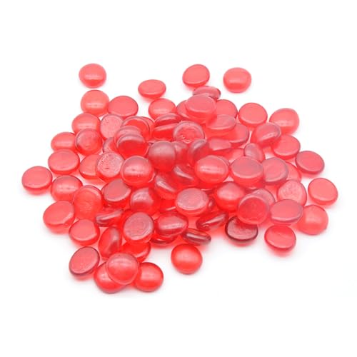 ARSUK 170–180 Stück Rote Glassteine – 955g Glasnuggets 17–20mm – Deko Glasperlen in Rot für Vasen, Tischdeko, Bastelprojekte, Aquarium, Hochzeit, DIY, Streudeko, Floristik & kreative Dekoration