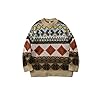 Heren trui Mannen gebreide trui retro geometrische herfst casual trui Gebreide trui (Color : Khaki, Size : XXL)