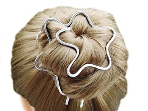 Wave Plain Hammered Bun Holder Clip with Fork Metal Jewelry Hair Accessories women gift image 2
