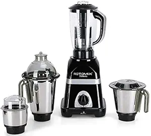 Rotomix Diaa Powerfull 750W Mixer Grinder with 3 SStainless Steel Jars and 1 Juicer Jar (1 Wet Jar, 1 Dry Jar and 1 Chutney Jar), Black.Make in India(ISI Certified)