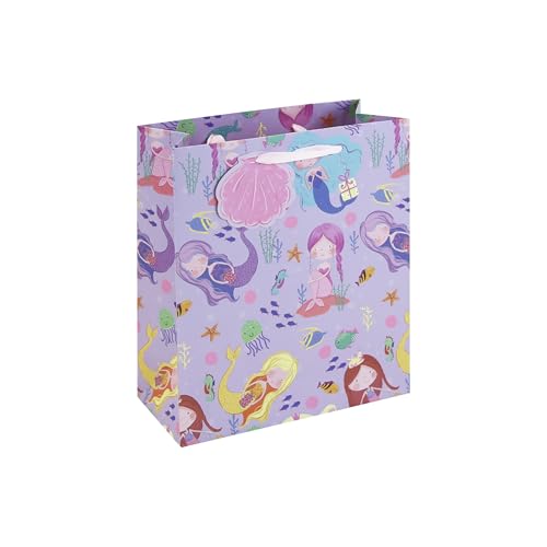 Eurowrap Unicorn Medium Gift Bag Pink Present Bag with Rainbow Unicorn Cloud & Star Design Holographic Foil Finish & Ribbon Handles Birthday & Celebration Gift Packaging for Girls