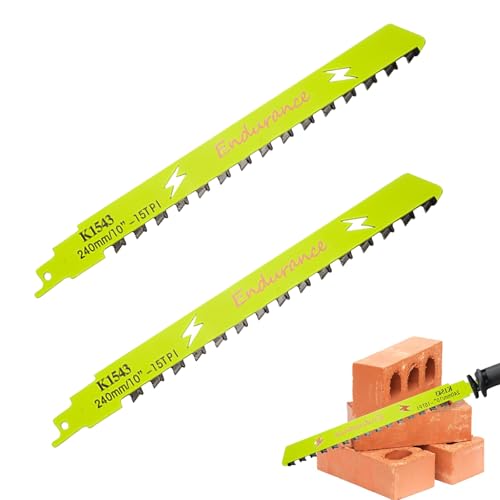 2PCS Hoja de Sierra, Sierra Sable Para Cortar Ladrillos, Hormigón Celular/Poroso, Paneles Compuestos De Cemento, Dentado de Carburo + Carburo De Tungsteno, Reducción Del Polvo (Amarillo 240mm)