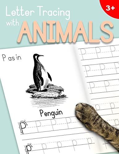 Letter Tracing With Animals: Learn the Alphabet - Handwriting Practice Workbook for Children in Preschool and Kindergarten - Light Blue|Peach Cover