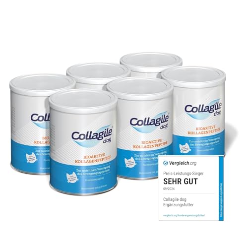 Testsieger: SEHR GUT für Gelenke, Knochen, Muskeln, Bändern und Sehnen - rein natürlich für Hunde und Katzen - Collagile Dog 6X 225g für mehr Lebensfreude