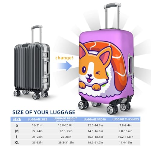 Corgi In Sushi Roll Print Luggage Cover Elasticated Suitcase Covers TSA Approved Stylish Scratch Washable Resistant Case Protector for Kids and Adults4