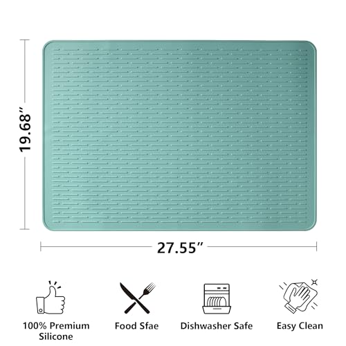 Image of Stove Top Cover for Electric Stove- Range Covers for Electric Stove,Silicone XXL Dish Drying Mat, Glass Cooktop Covers, Flat RV Range top Mats (Aqua, 28 inchx20 inch)