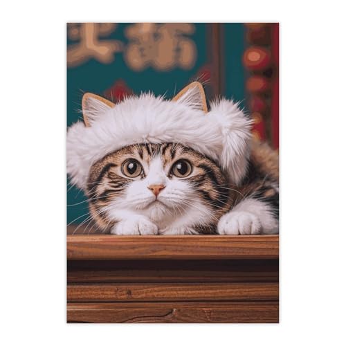 Autocollants mignons chaton avec chapeau au design drôle et vinyle waterproof - 2