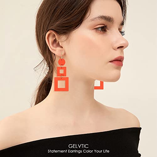 Large Dangle Clip On Earrings for Women Heart Flower Lightweight Handmade Colorful Genuine Leather Vintage 70s 80s 90s Retro Cartilage Non Pierced Ear Clips Boho Mother Valentine's Day Christmas Gift3