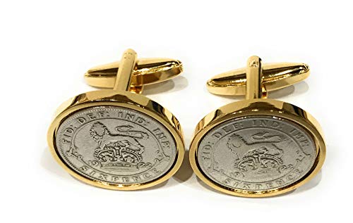 Premium 1922 Lucky sixpence cufflinks for a 103rd Birthday cufflinks