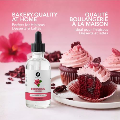 Image of Dolce Flav Natural Hibiscus Extract - Concentrated Flavoring for Baking, Beverages, Candy Making & More - Water Soluble Liquid Flavor Drops - Professional Strength Food Grade Flavoring - 2 Fl Oz