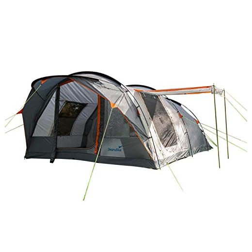Skandika Egersund 5/7 Personas | Tienda de campaña con/sin tecnología Sleeper, Suelo de Tienda Cosido, Cabina de Dormir Negra Nocturna, 2 m de Altura, Impermeable (5 Personas)