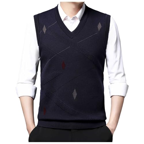 Sweater Vests for Men Business Casual Printed Knitted Sweaters Classic V-Neck Pullover Sleeveless Slim Fit Sweaters2